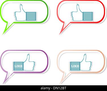 für Social Media sharing Icon-Set - wie Hand in Sprechblase Stock Vektor