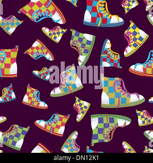 Nahtlose Muster aufgegebenes sneaker Stock Vektor