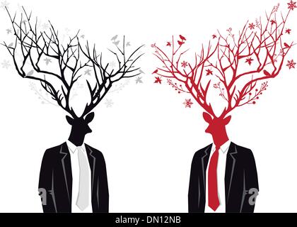 Mann mit Hirsch Kopf, Weihnachten Vektor Stock Vektor