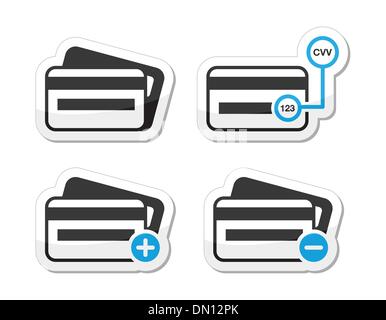 Kreditkarte, CVV-code-Ikonen wie Satz Etiketten Stock Vektor