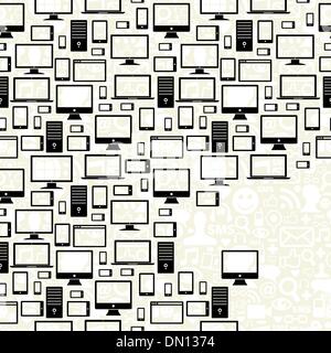 Handy, Computer und Tablet Symbole nahtlose Muster Stock Vektor