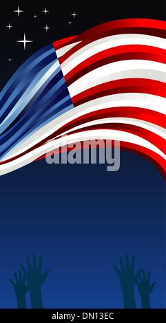 USA Wahlen Hände mit wehende Flagge Stock Vektor