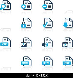 Dokumentiert Icons - 1 / / Azure Serie Stock Vektor