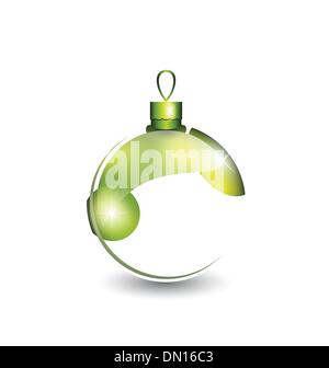 Grüne Weihnachtskugel isoliert auf weißem Hintergrund Stock Vektor