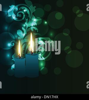 Glühende Grußkarte mit Kerzen für Diwali-fest Stock Vektor