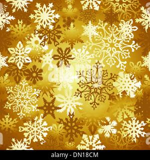 Goldene Weihnachten Schneeflocken Muster Stock Vektor