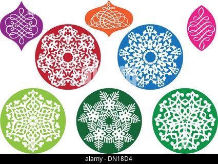 Weihnachtskugeln mit Schneeflocke Muster, Vektor Stock Vektor