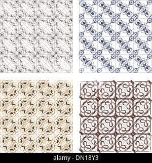 nahtlose Vintage Hintergründe gesetzt braun Barock-Muster Stock Vektor