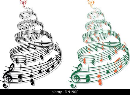 Baum mit Musiknoten, Vektor Stock Vektor