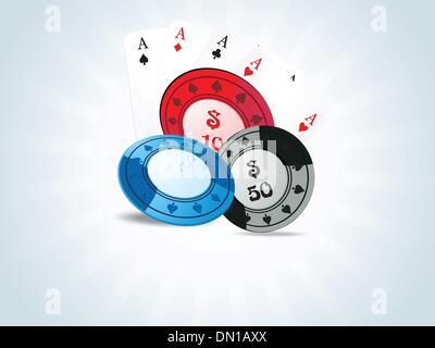 Vektor der Pokerchips und Spielkarten Stock Vektor