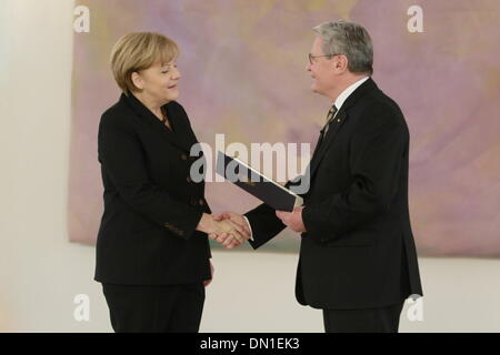 17. Dezember 2013 - Berlin, Deutschland - Angela Merkel ist neue Bundeskanzlerin ernannte Deutsche Präsident Joaquim Gauck im Bellevue in Berlin. / picture Alliance Stockfoto