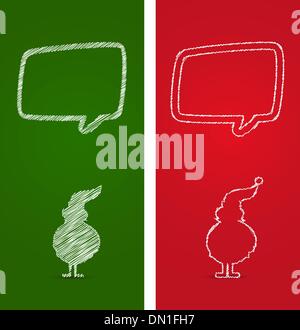 Santa Silhouette und Blase im Stil sketch Stock Vektor