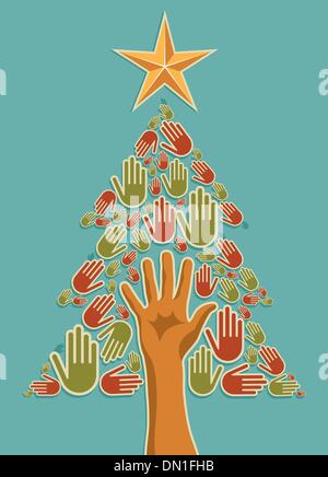 Vielfalt-Weihnachtsbaum Hände Stock Vektor