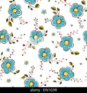 Blaue Blumen nahtlose Muster Stock Vektor