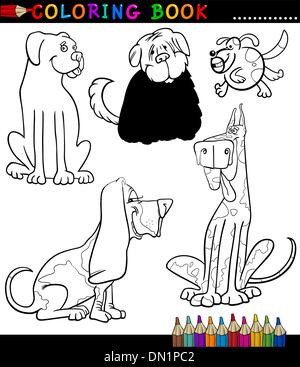 Comic-Hunde oder Welpen für Malbuch Stock Vektor