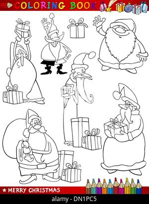 Cartoon Weihnachtsthemen für Malbuch Stock Vektor