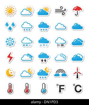 Wetter Symbole Satz als Etiketten - Vektor Stock Vektor