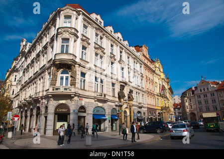 Ecke Parizska und Altstädter Ring Prag Tschechische Republik Europa Stockfoto