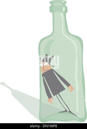Trunkenbold in der Flasche Stock Vektor