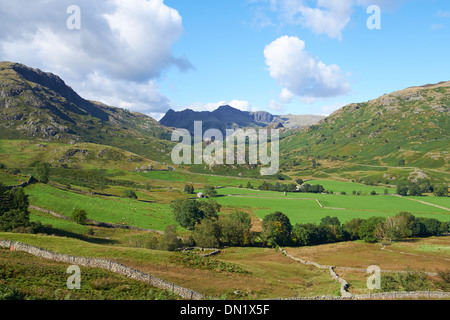 Langdale Pikes aus kleinen Langdale, Schloss Howe Mittelrahmens, Lake District. Stockfoto