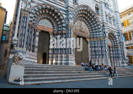 Cattedrale di San Lorenzo Kirche Piazza San Lorenzo quadratische Centro Storico alte Stadt Genua Ligurien Italien Europa Stockfoto