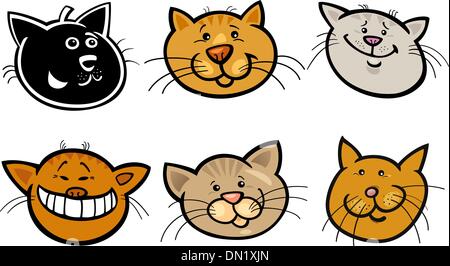 Cartoon-lustige Katzen-Köpfe-Satz Stock Vektor