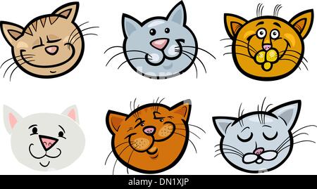 Cartoon-lustige Katzen-Köpfe-Satz Stock Vektor