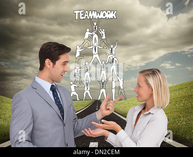 Zusammengesetztes Bild von Geschäftsleuten treffen aufeinander Stockfoto