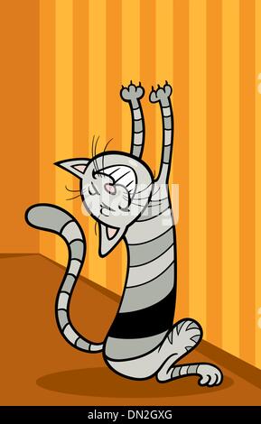 Katze kratzt Wand Cartoon illustration Stock Vektor