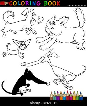 Comic-Hunde oder Welpen für Malbuch Stock Vektor