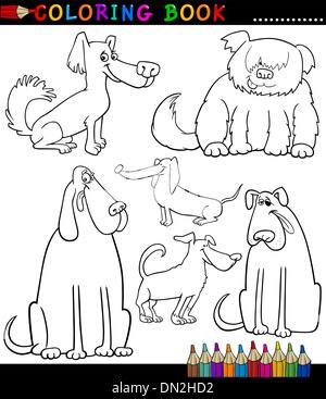 Comic-Hunde oder Welpen für Malbuch Stock Vektor