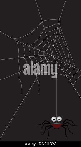 Spider Web Illustration mit dunklem Hintergrund Stock Vektor