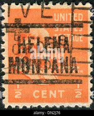 Briefmarke gedruckt in den USA, ein Porträt der 6. Präsident von Pennsylvania, der Gründer der Vereinigten Staaten, Benjamin Franklin Stockfoto