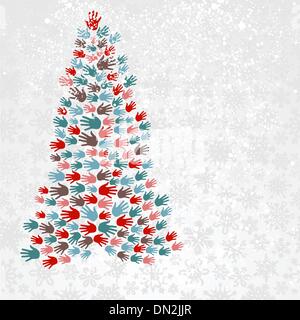 Vielfalt Christmas Pine Tree Hände Stock Vektor