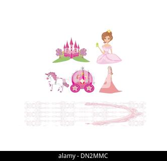 Die Hand gezeichnete Reihe von Prinzessin icons Stock Vektor