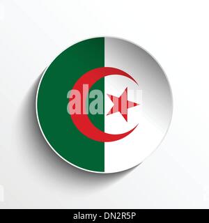 Algerien Flagge Papier Kreis-Taste, Schatten Stock Vektor