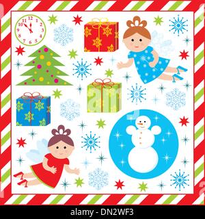 Scrapbook-Elemente mit mit Weihnachten und Neujahr Zeichen Stock Vektor