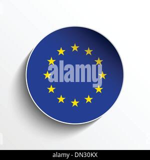 Europa Flagge Papier Kreis-Taste, Schatten Stock Vektor