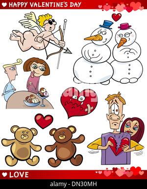 Valentine-Cartoon-Illustration-Liebe-Satz Stock Vektor