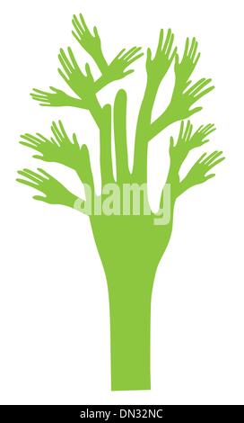 Baum mit Händen Stock Vektor