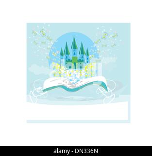 Magische Welt der Märchen, Märchenschloss aus dem Buch erscheinen Stock Vektor