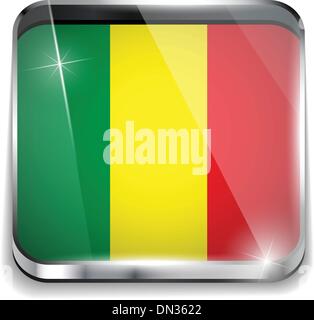 Mali Flagge Smartphone Anwendung Square Buttons Stock Vektor