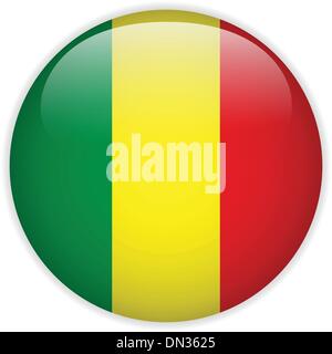 Mali Flagge glänzend Knopf Stock Vektor