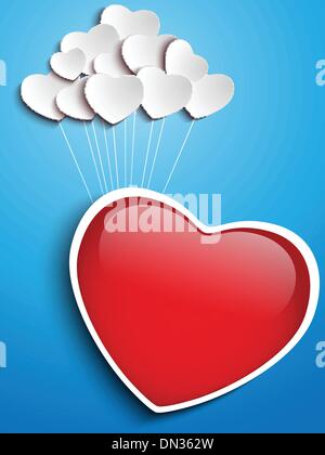 Valentinstag Herz mit Herz Ballons schweben Stock Vektor