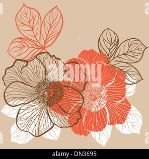 Blumenkarte mit Blüten der Pfingstrose Stock Vektor