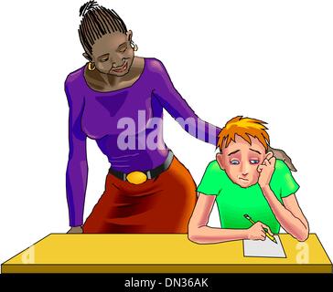 Eine Vektor-Illustration von einem Lehrer Unterricht Mathe in einem Klassenzimmer Stock Vektor