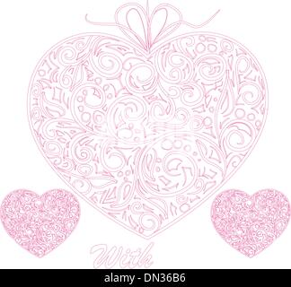 weißen Herzen auf rotem Grund Stock Vektor