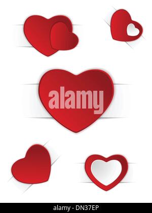 Valentinstag-Satz von fünf Aufkleber Stock Vektor