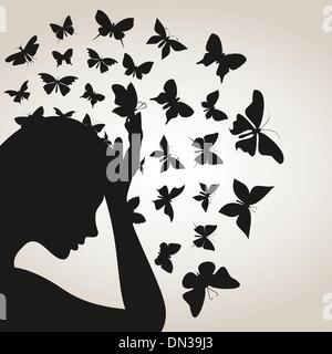 Schmetterlinge aus einem head4 Stock Vektor