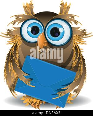 Eule mit einem Buchstaben Stock Vektor